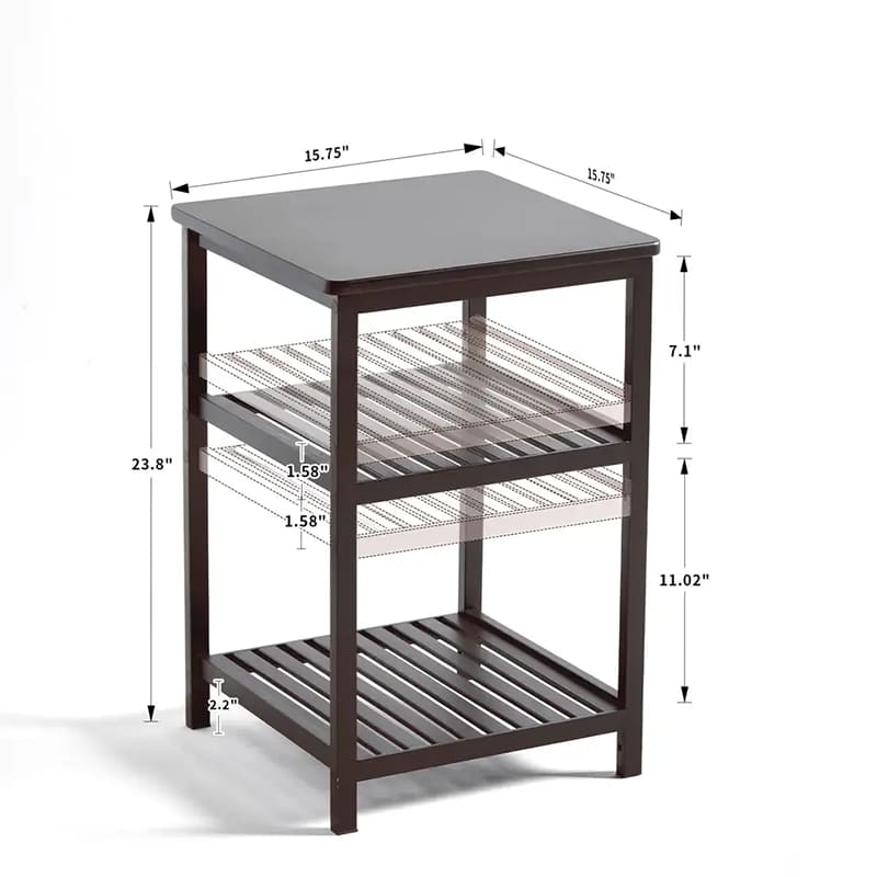 3niveluri din lemn de bambus din lemnnoptieră modernănopținopți rotunde de la capăt lateral accent de cafea