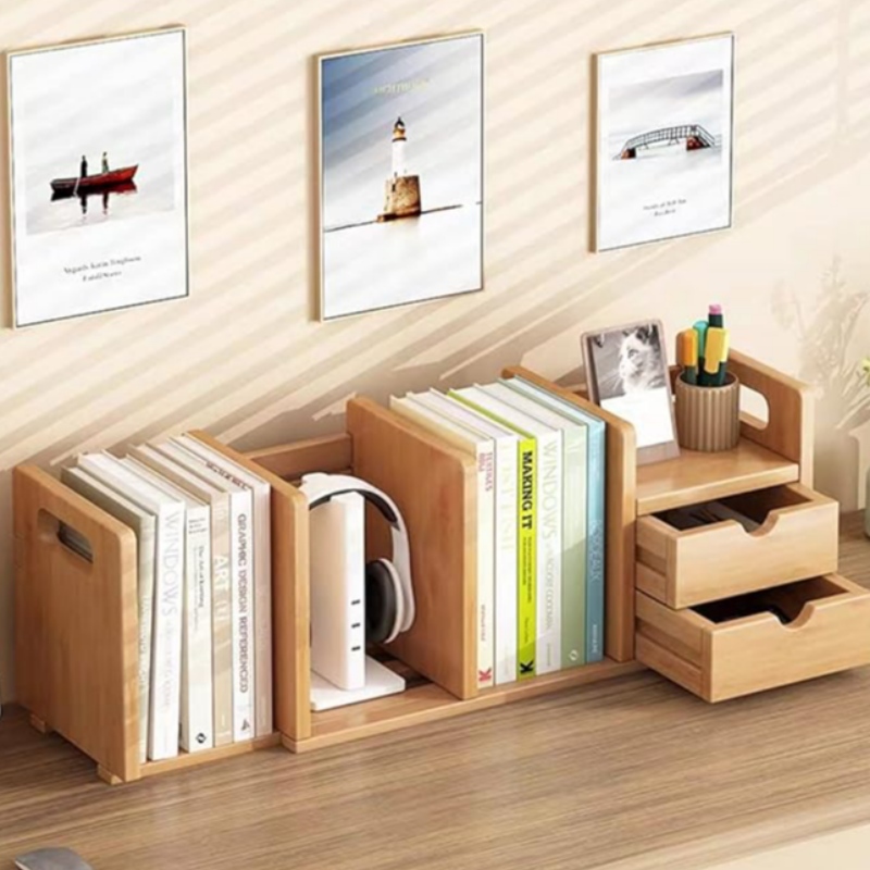 Raft de cărți de desktop de bambusnatural